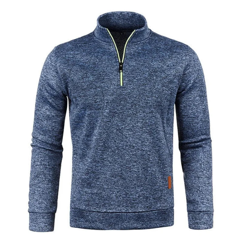 Autumn Men'S Half Zipper Sweatshirts Long Sleeve Solid Color Pullover Turtleneck Streetwear Winter Warm Jacket Sport Coats