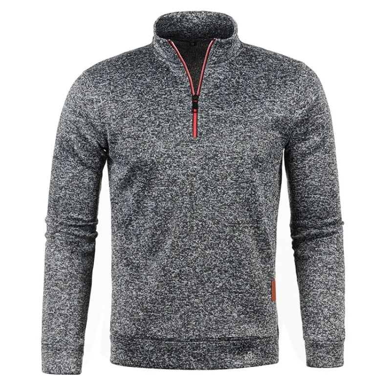 Autumn Men'S Half Zipper Sweatshirts Long Sleeve Solid Color Pullover Turtleneck Streetwear Winter Warm Jacket Sport Coats